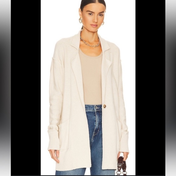 New Free People we the free Women's Desert knit Blazer in color Natural Size XS - Picture 1 of 15